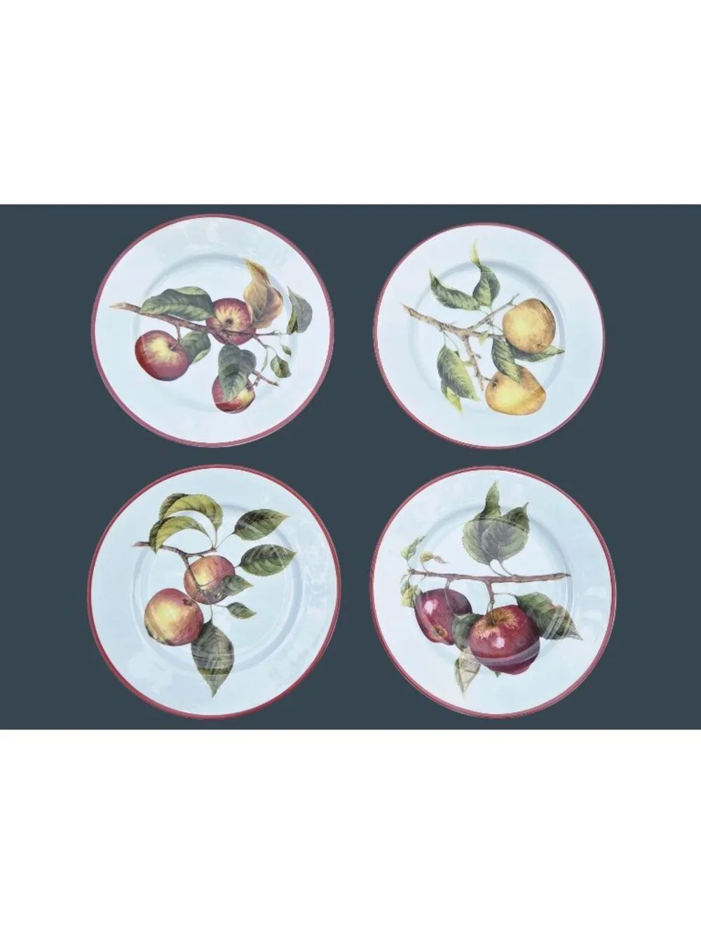 4 Williams Sonoma Apple Dessert Plates 4 Apple Orchard Motif Japan